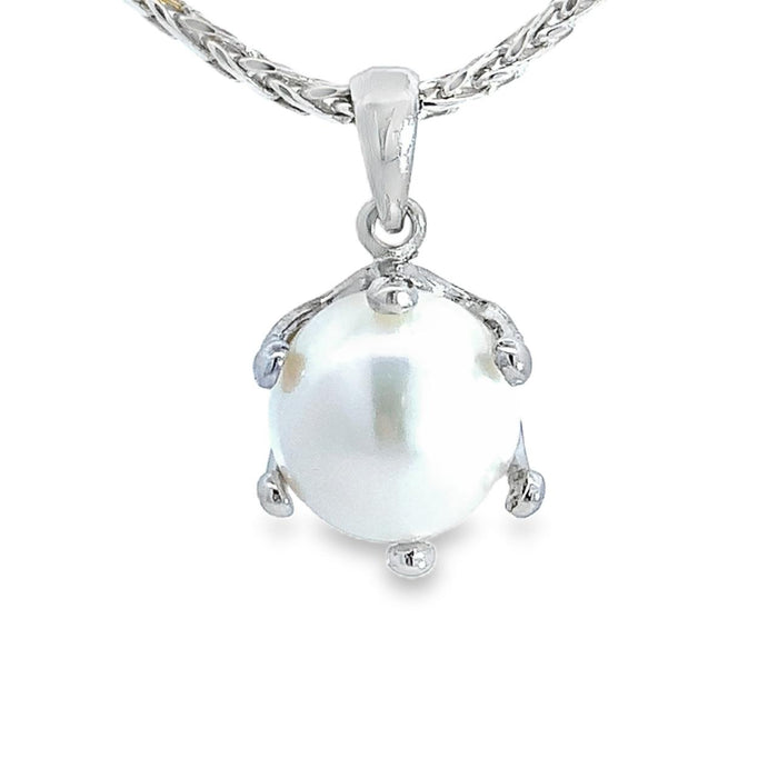 Photo of a White pearl Pendant necklace on white background