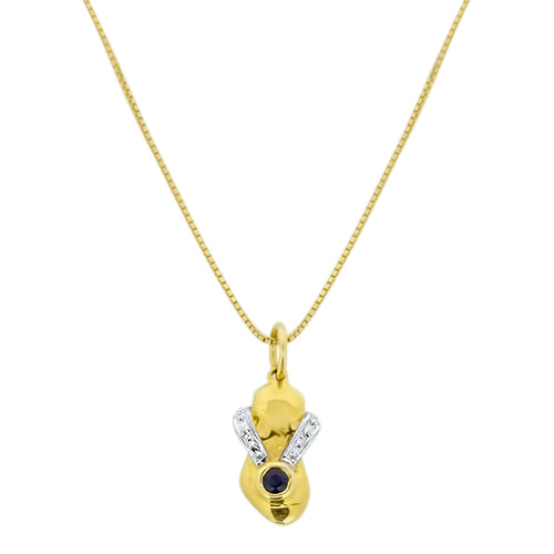 14KY Sapphire & Diamond Okoboji Sandal Pendant