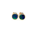 14kyg Opal Doublet Stud Earrings-5mm Bezel set Australian Gems