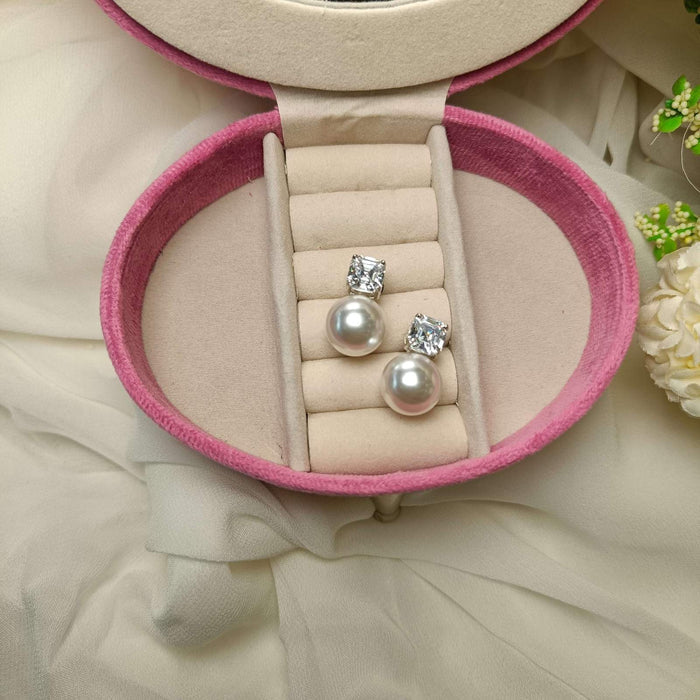 Ad Jiya pearl studs Velvet box by Shweta