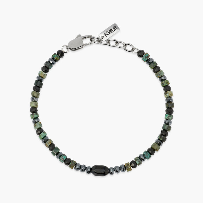 Bracciale regolabile con ematite e turchese verde