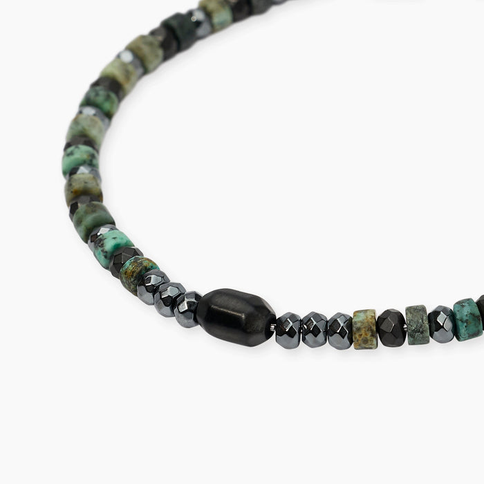 Bracciale regolabile con ematite e turchese verde