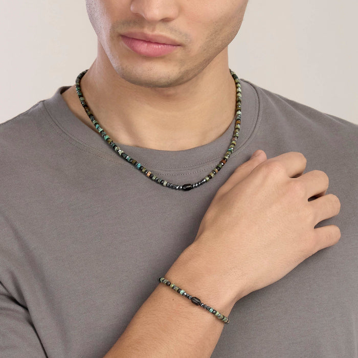 Bracciale regolabile con ematite e turchese verde