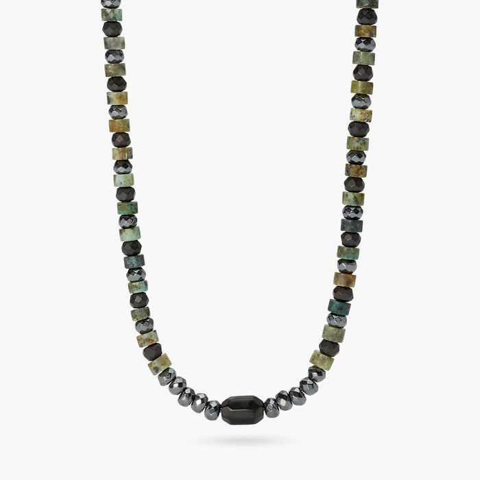 Collana regolabile con ematite e turchese verde