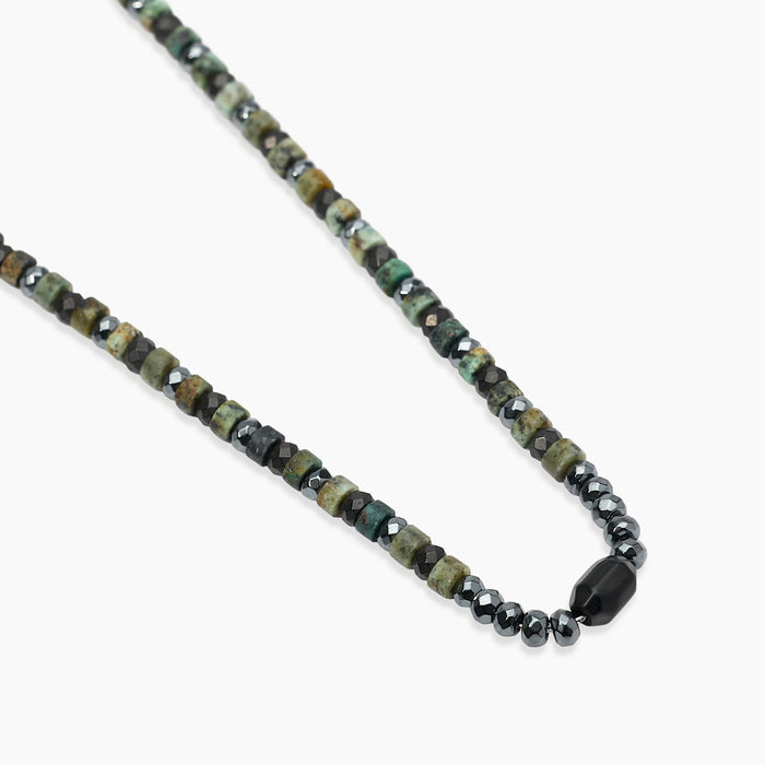 Collana regolabile con ematite e turchese verde
