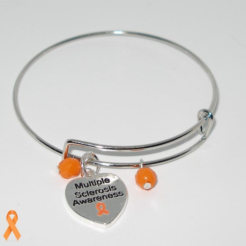 Adjustable Silver Tone Bangle Bracelet - MS Awareness
