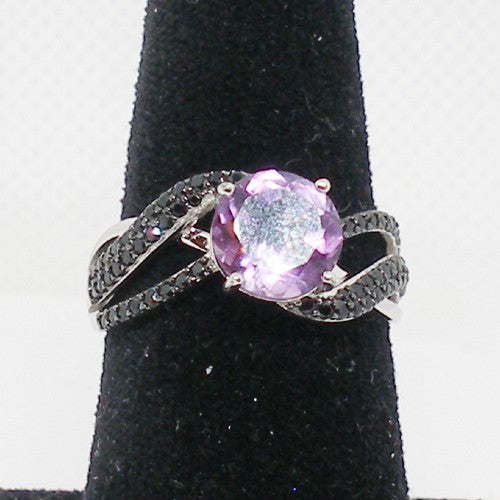 Amethyst and Black Topaz Statement Ring