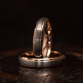 "Apollo" Womens Tungsten Carbide Ring- White Gold w/ Rose Gold Strip- 4mm-Rings By Lux