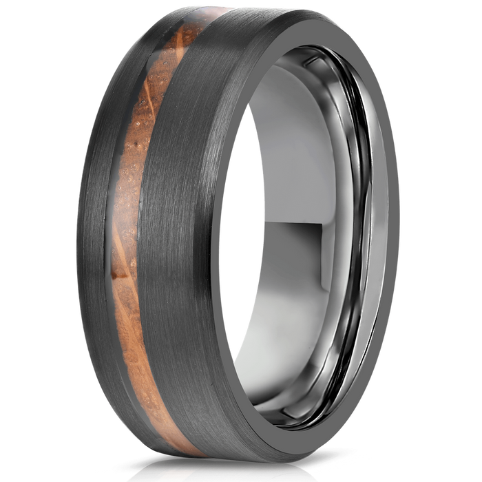 "Artemis" Whisky x Gunmetal Tungsten Ring-Rings By Lux