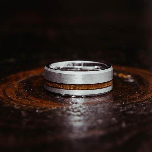 "Artemis" Whisky x Silver Tungsten Ring-Rings By Lux