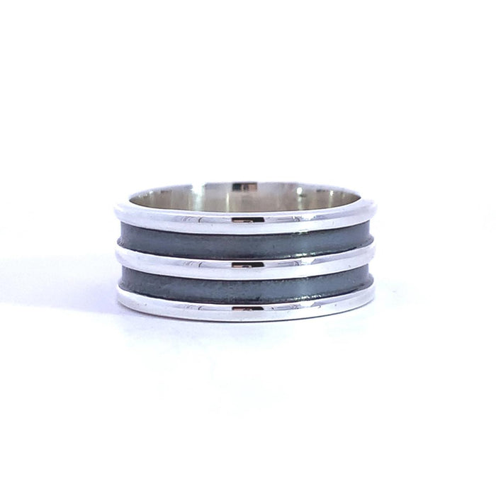 Artisan Made Sterling Silver Band-Black Oxidation 9mm Wide Band
