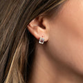 Artisan Made Sterling Silver Rectangular Moonstone Stud Earring