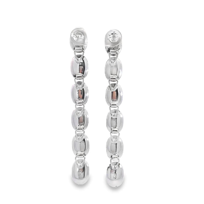 photo of  silver long six oval disk earring on a white background  rear view