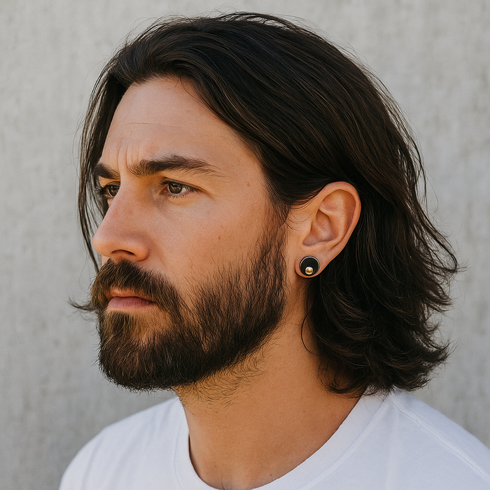 Artisan Round Oxidized Sterling Silver Stud Earring-Guilleas Joyas' Exclusive Design