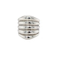 Sterling Silver Ring-Artisan Made  Tapering Wide Ribbed Design on white background