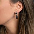 Artisan Two-Part Black Tourmaline Earrings - 1.25 Inch Long Handmade Posts from Taxco