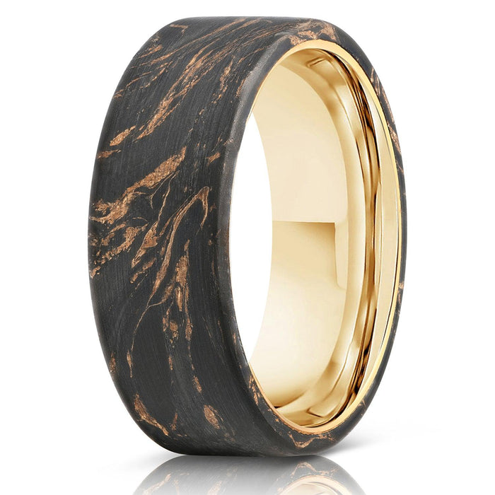 "Athena"  Forged Carbon Fiber x Gold Leaf with Gold Tungsten Ring