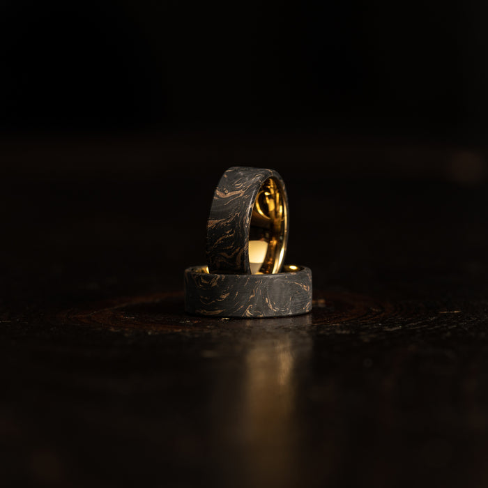 "Athena"  Forged Carbon Fiber x Gold Leaf with Gold Tungsten Ring