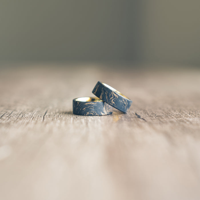 "Athena"  Forged Carbon Fiber x Gold Leaf with Gold Tungsten Ring