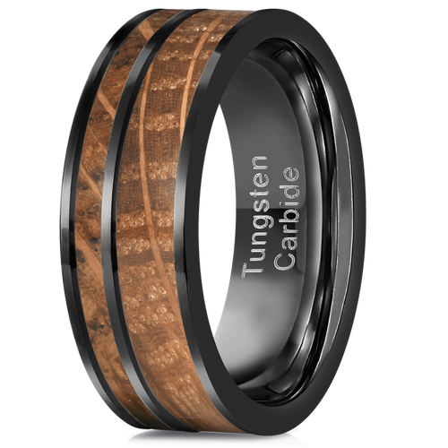 "Atlas" Whisky Barrel Gunmetal Tungsten Ring-Rings By Lux