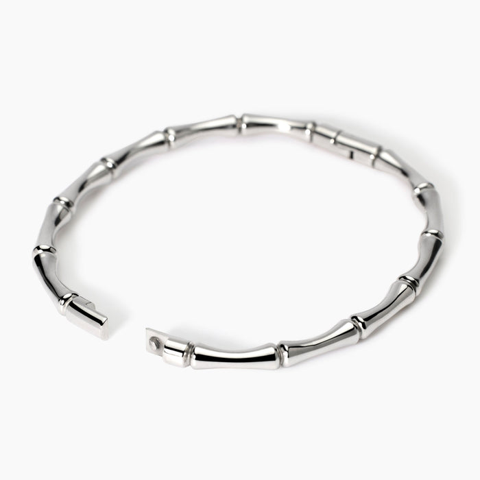 Bracciale rigido effetto bambù in acciaio
