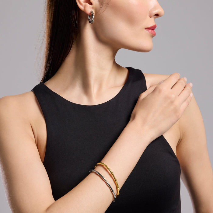 Bracciale rigido effetto bambù in acciaio