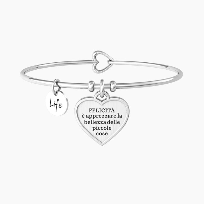 Bangle bracciale con ciondolo cuore e incisione