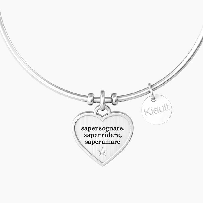 Bangle bracciale con ciondolo cuore e incisione