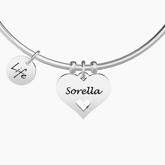 Bangle con ciondolo cuore per sorella