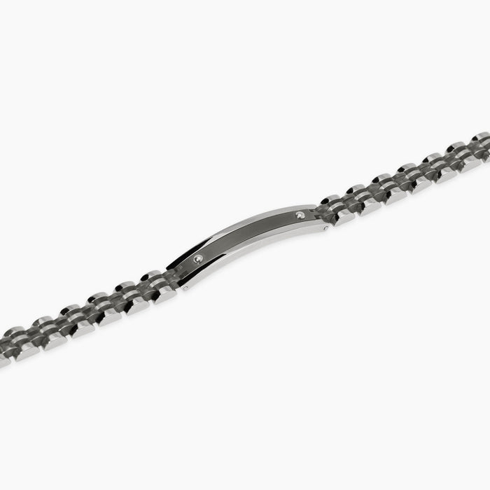 Bracciale uomo in acciaio con gunmetal e piastra