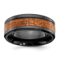 Black Zirconium & Wood Inlay Wedding Band-Modern Design by Chisel