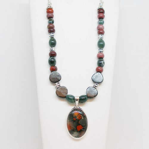 Bloodstone Pendant Necklace