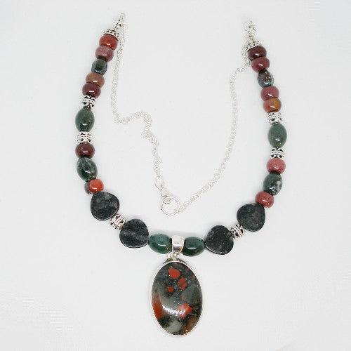 Bloodstone Pendant Necklace