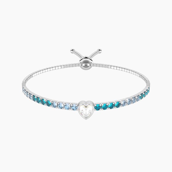 Tennis bracciale regolabile con cristalli azzurri