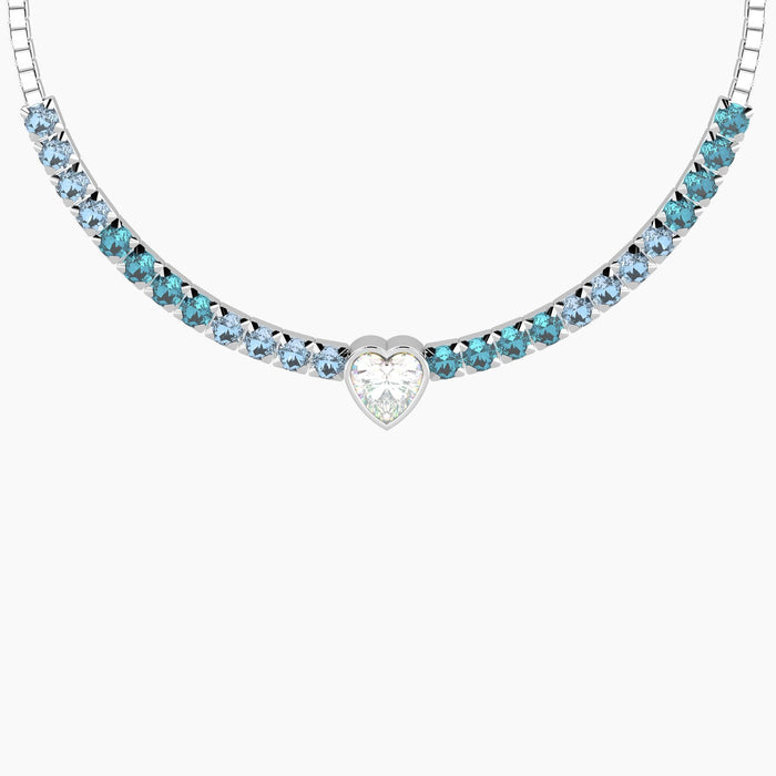Tennis bracciale regolabile con cristalli azzurri