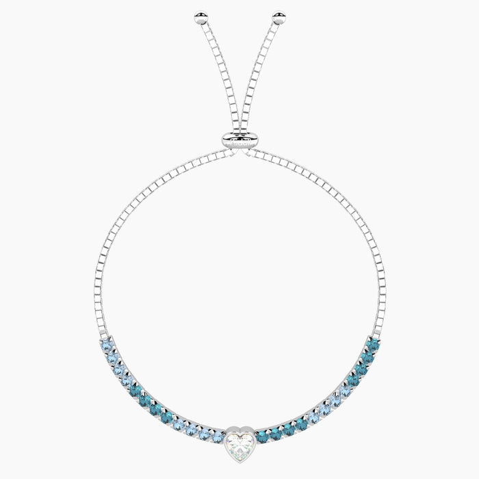 Tennis bracciale regolabile con cristalli azzurri