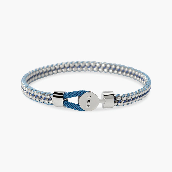 Bracciale in acciaio e nylon in blu e azzurro