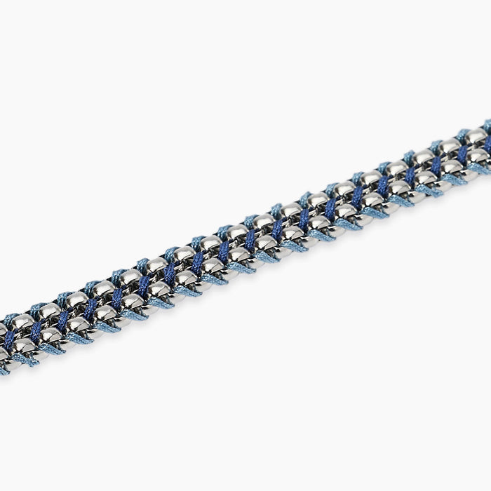 Bracciale in acciaio e nylon in blu e azzurro