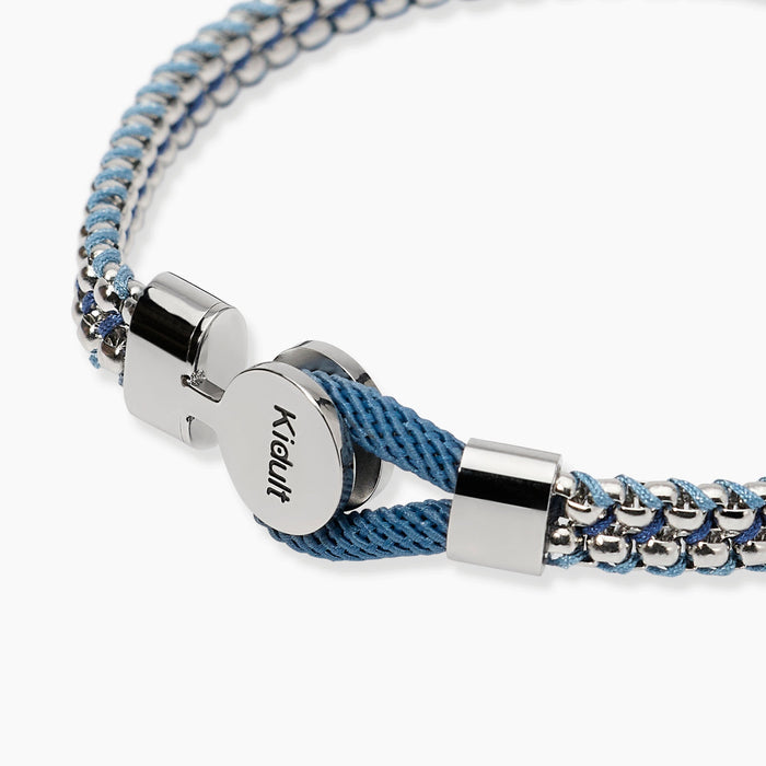 Bracciale in acciaio e nylon in blu e azzurro