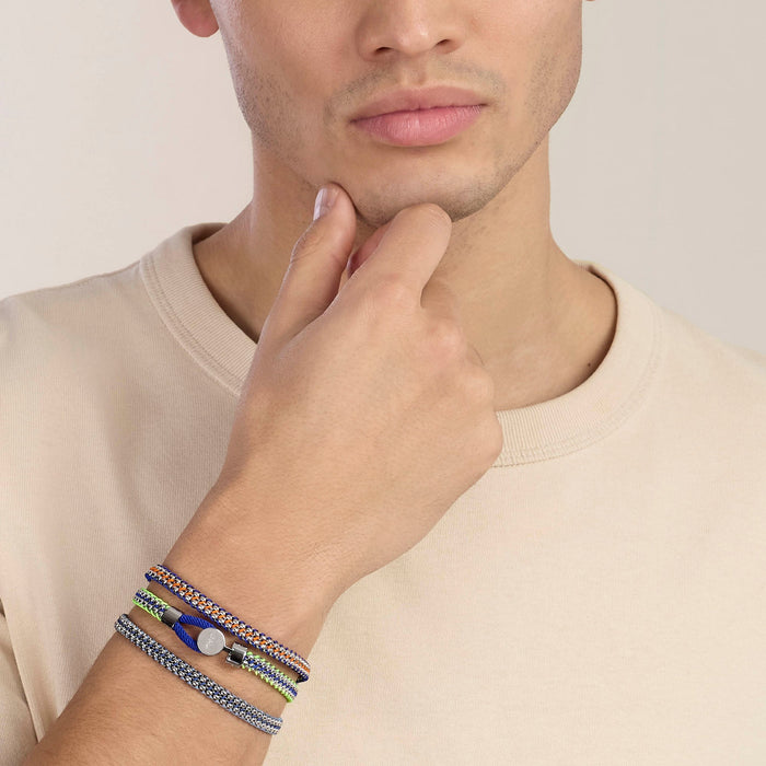 Bracciale in acciaio e nylon in blu e azzurro