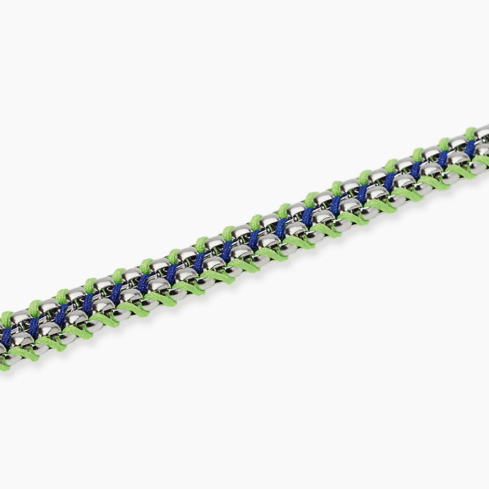 Bracciale in acciaio e nylon in blu e verde chiaro