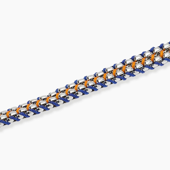 Bracciale in acciaio e nylon in blu e arancione