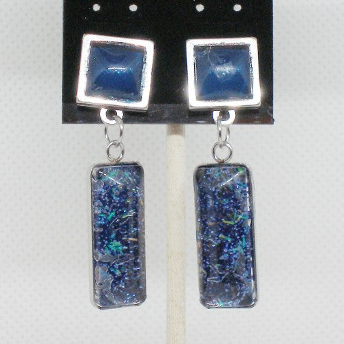 Blue Glitter Dangle Earrings