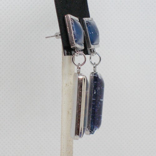 Blue Glitter Dangle Earrings
