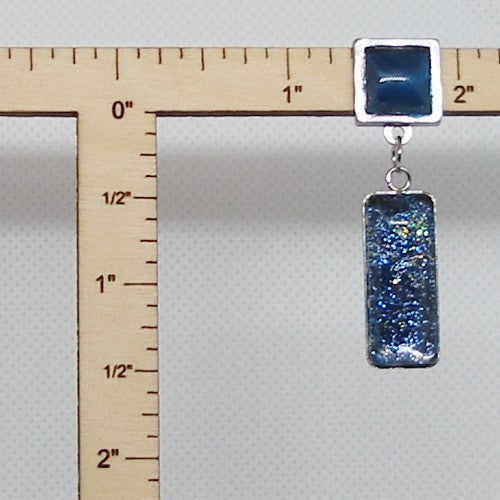 Blue Glitter Dangle Earrings