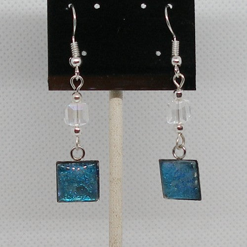 Blue Shimmer Polish Dangle Earrings