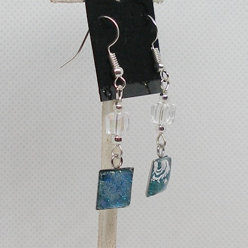 Blue Shimmer Polish Dangle Earrings
