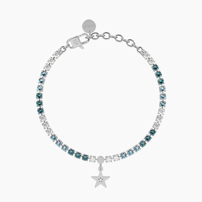 Bracciale tennis azzurro con ciondolo stella