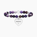 Bracciale Amica con agata viola e ciondolo cuore
