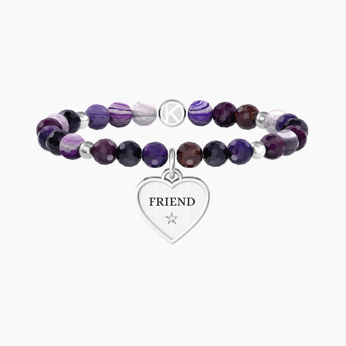 Bracciale Amica con agata viola e ciondolo cuore